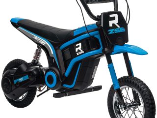 HOMCOM 24V Kids Electric Motorbike with Twist Grip Throttle, Music, Horn - Blue