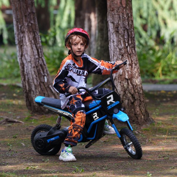 HOMCOM 24V Kids Electric Motorbike with Twist Grip Throttle, Music, Horn - Blue - Image 2
