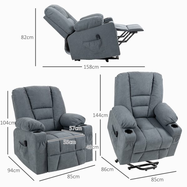 HOMCOM Riser and Recliner Chair w/ Remote, Lift Chair for Elderly, Grey - Image 3