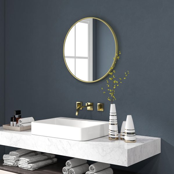 HOMCOM Round Bathroom Mirror, Modern Wall Mirror Aluminium Frame, 60 x 60cm - Image 7
