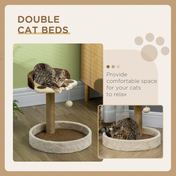 44cm Cat Tower with Jute Cat Scratching Post, Cat Claw Shape, Brown - Image 2