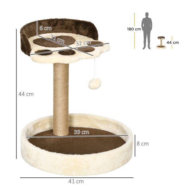 44cm Cat Tower with Jute Cat Scratching Post, Cat Claw Shape, Brown - Image 4