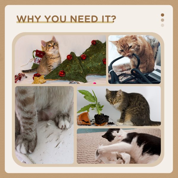 44cm Cat Tower with Jute Cat Scratching Post, Cat Claw Shape, Brown - Image 5