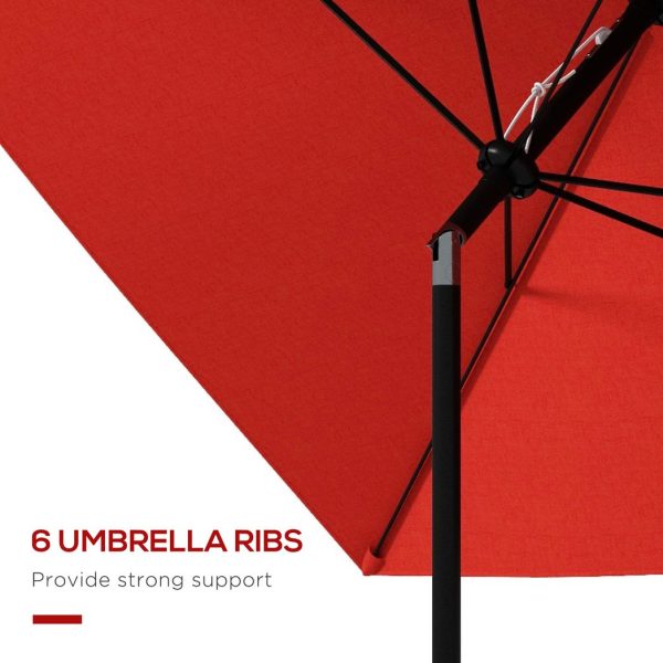 Outsunny 2 x 3(m) Garden Parasol Rectangular Market Umbrella w/ Wine Red - Image 6