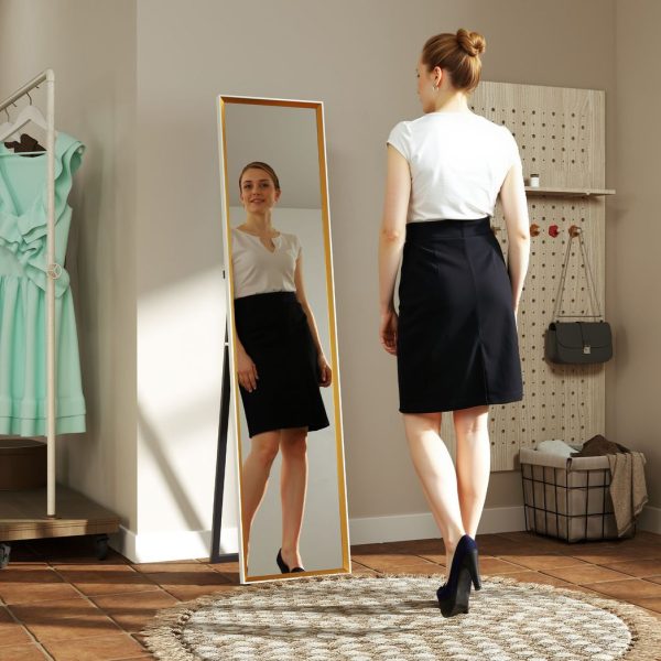 HOMCOM Full Length Mirror Wall Mount Leaning Standing Mirror, White - Image 2
