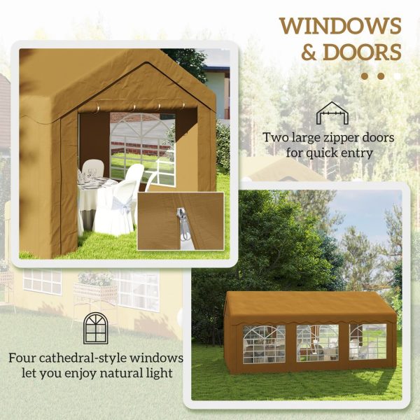 Outsunny 6m Garden Gazebo Carport Shelter w/ Removable Sidewalls, Yellow - Image 4