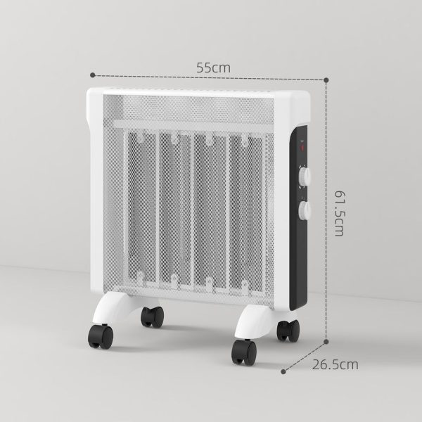 HOMCOM 2000W Panel Heater, Electric Space Heater for Home, White - Image 5