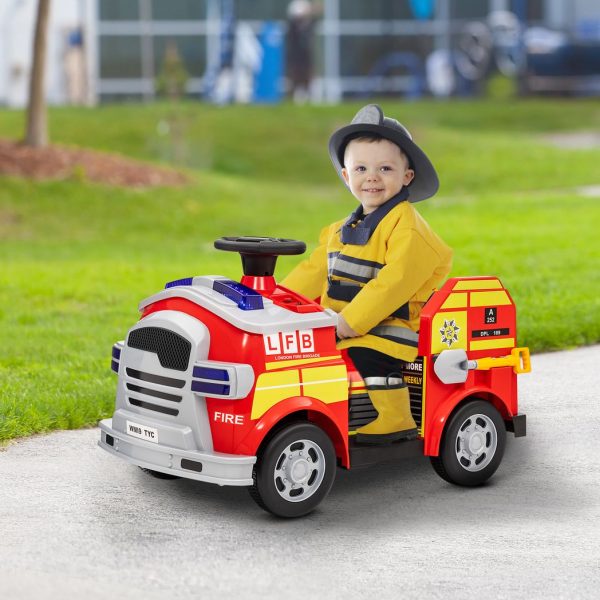AIYAPLAY 12V Ride on Fire Truck w/ Siren Flashing Lights - Image 2