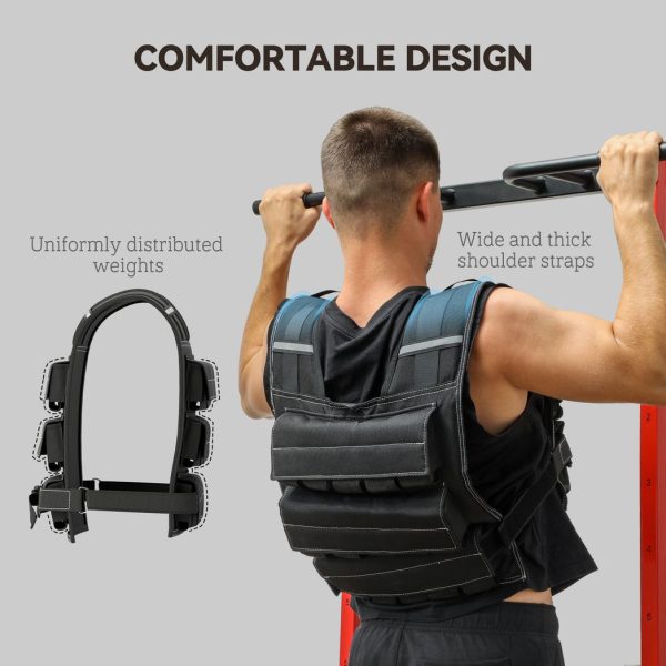 30KG Adjustable Weighted Vest with 30 Metal Weights, Running Weight Vest - Image 6