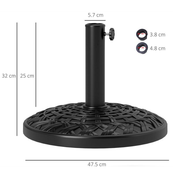 Outsunny 12kg Garden Parasol Base, Round Resin Garden Umbrella Base, Black - Image 5