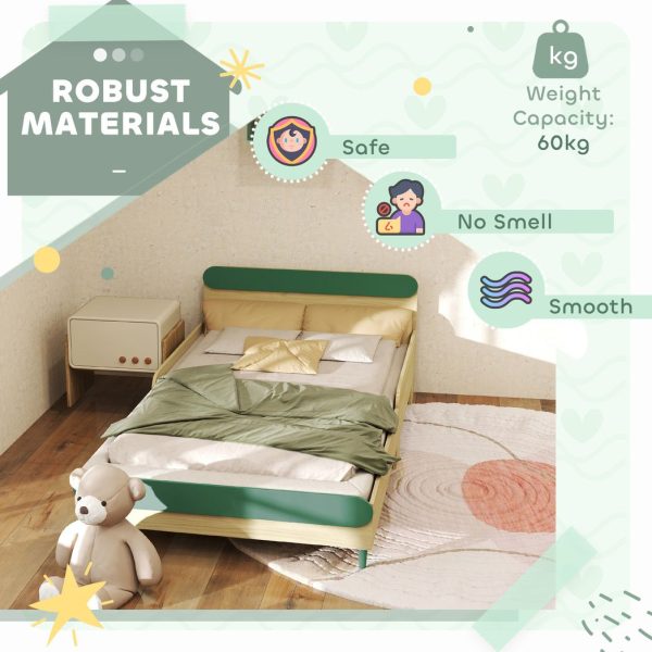 AIYAPLAY Toddler Bed, Kids Bed w/ Safety Rail, 195 x 103 x 60.5cm, Green - Image 6