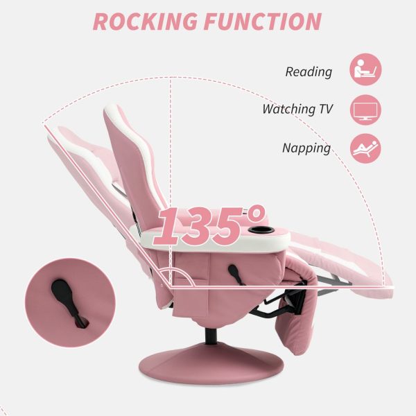 HOMCOM Manual Recliner Armchair PU Sofa Chair w/ Footrest & 135° Reclining - Image 3