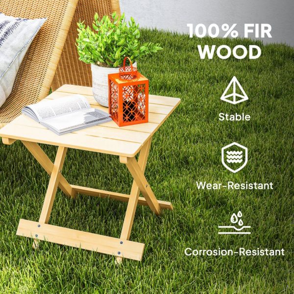 Outsunny Wooden Folding Garden Table, Folding Side Table, Nature Wood Finish - Image 6
