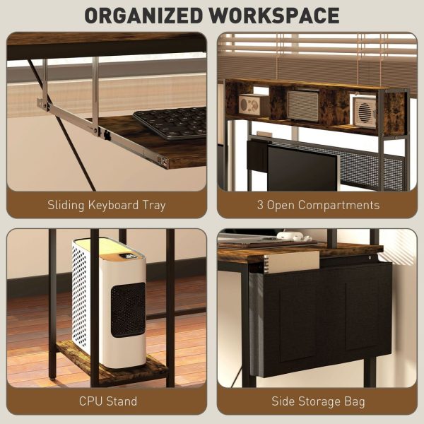 HOMCOM Reversible Corner Desk w/ USB Port, Long Computer Desk for 2 Person - Image 6