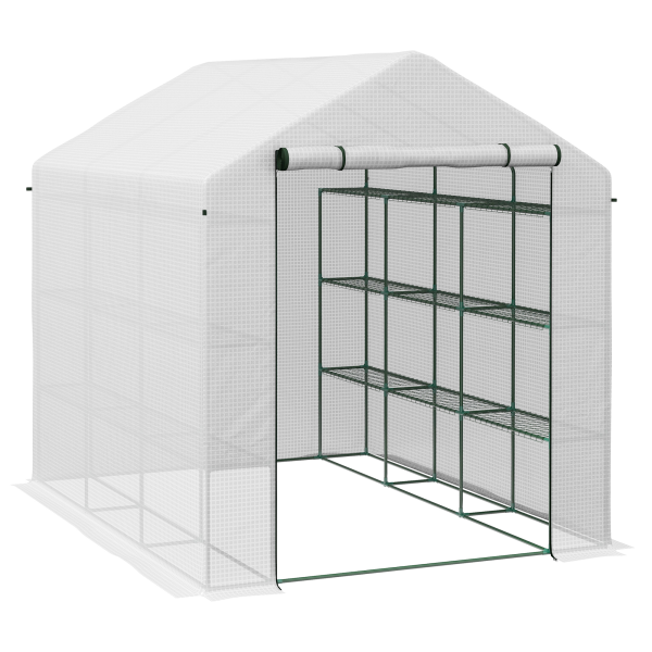 Outsunny Walk-in Garden Greenhouse Shelves Polytunnel Steeple Grow House - Image 2