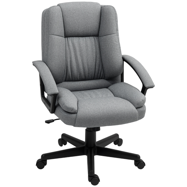 HOMCOM Swivel Executive Office Chair Mid Back Chair w/ Arm, Grey - Image 2