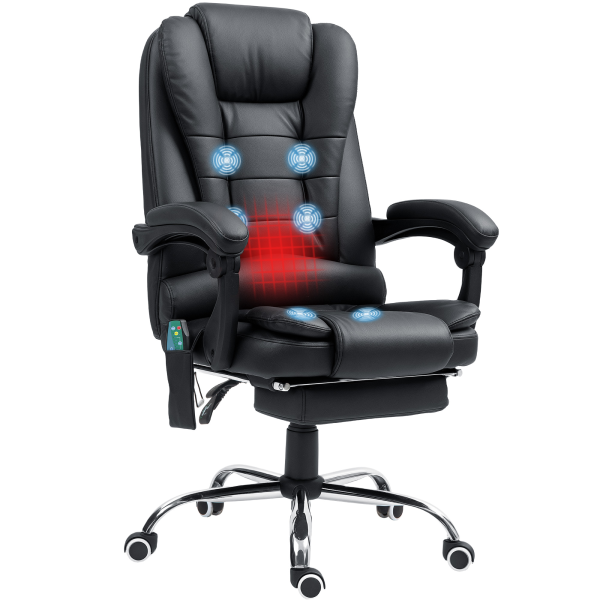 Vinsetto Ergonomic Heated 6 Points Vibration Massage Office Chair Black - Image 2
