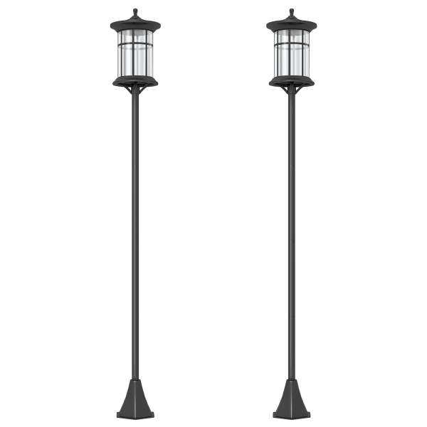 Outsunny LED Outdoor Solar Post Lights, Waterproof IP44, Cool White, 2 Pack - Image 2