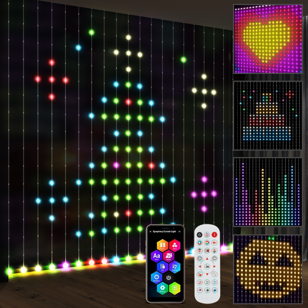 HOMCOM Smart LED Curtain Lights, Dynamic DIY Fairy Lights, 3x3(m) - Image 2