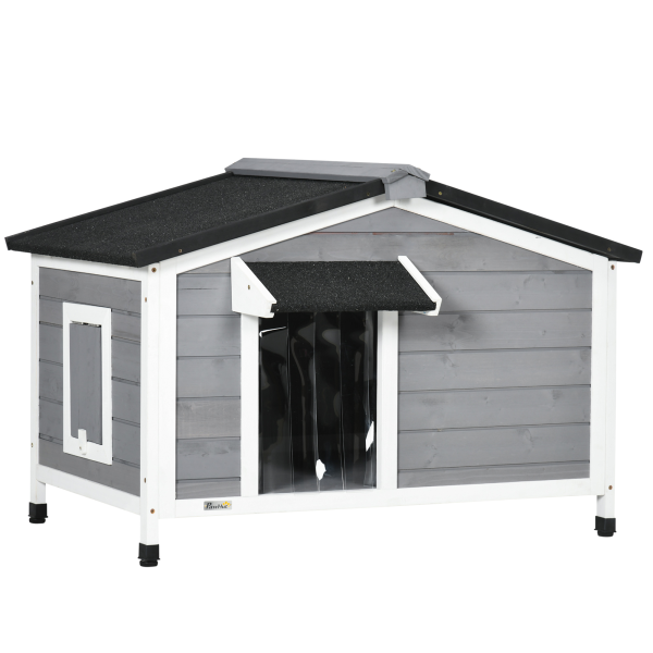 PawHut Wooden Dog Kennel for Outside 97L x 72W x 65Hcm, Grey - Image 2