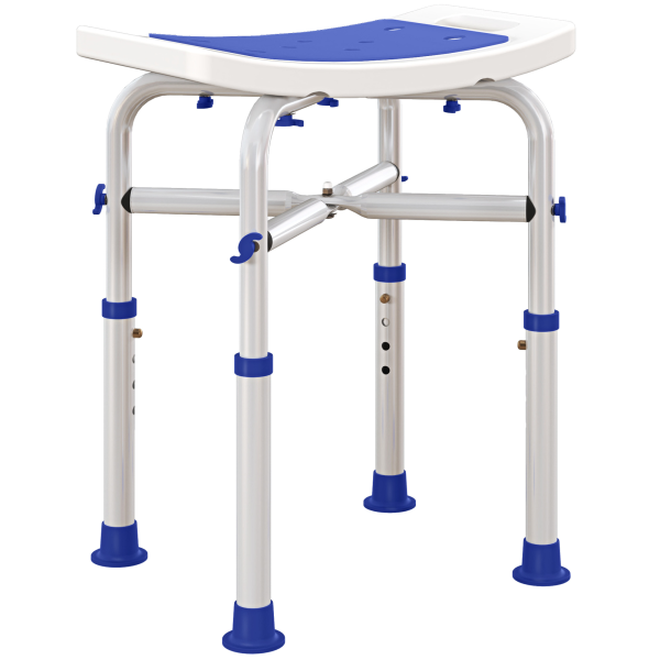 HOMCOM Adjustable Shower Stool with Foot Pads for Elderly Disabled Purple - Image 2