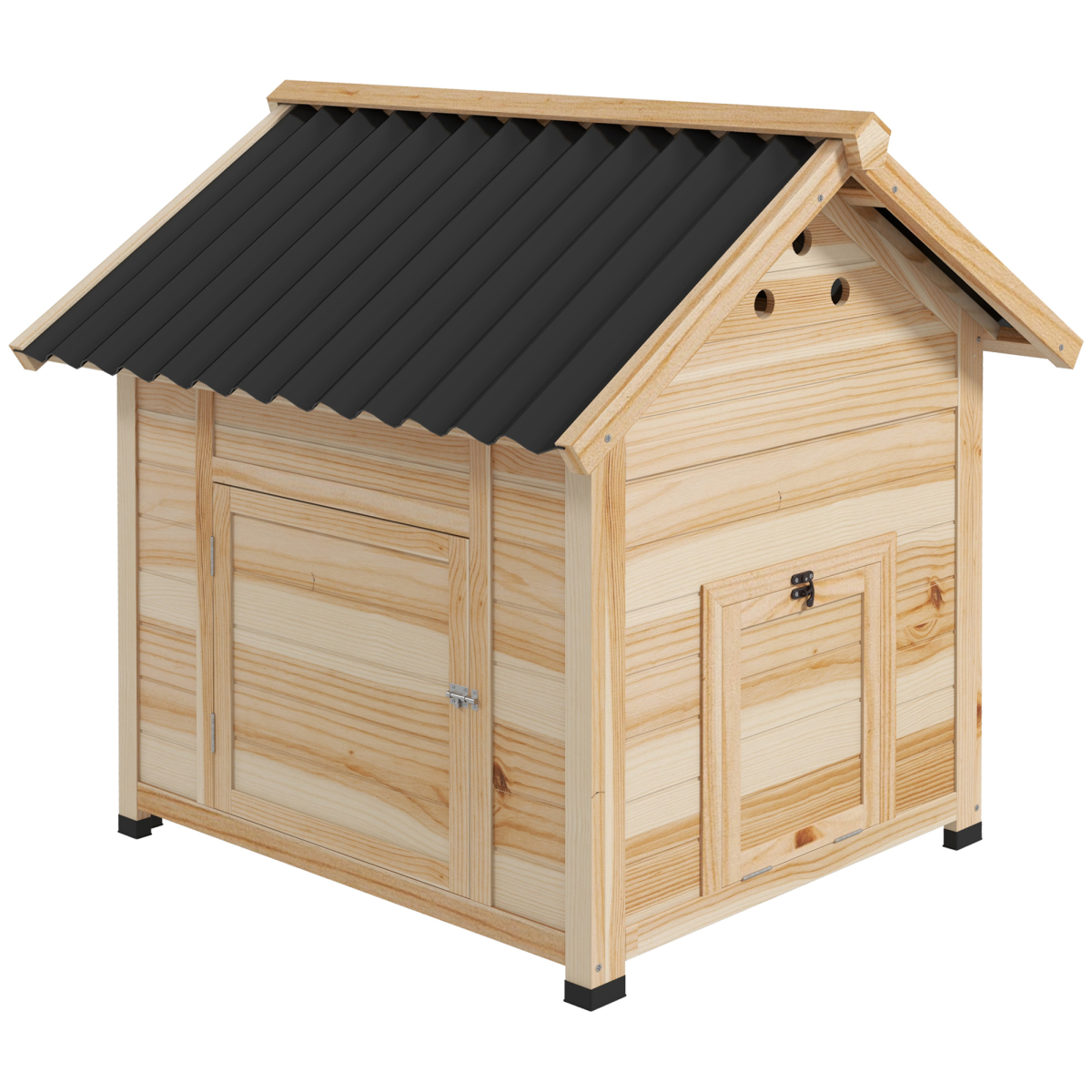 PawHut Wooden Duck House, Poultry Coop with Double Doors, Openable Roof - Image 2