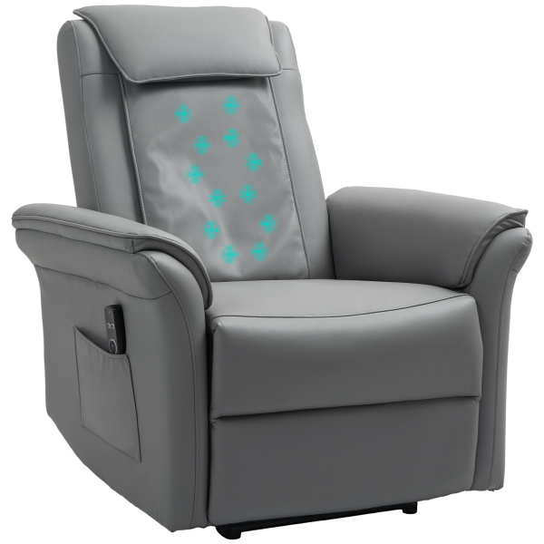 HOMCOM Kneading Massage Recliner Chair Breathable Leather Recliner Armchair - Image 2