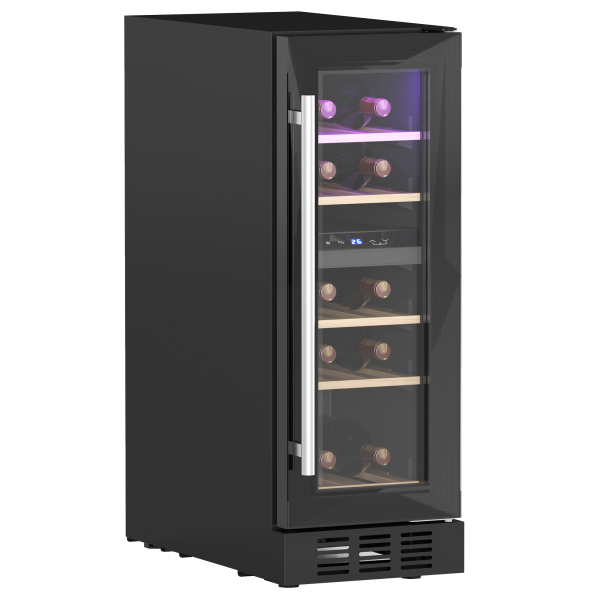 HOMCOM 16 Bottle Dual Zone Built-in Wine Cooler Fridge with Glass Door - Image 2