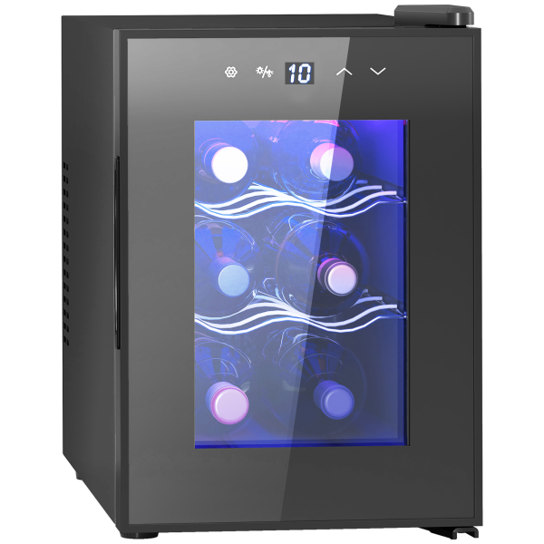 HOMCOM Mini Beer and Wine Fridge, 6 Bottle, with Glass Door, Touch Screen - Image 2