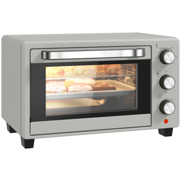 HOMCOM Mini Oven 21L Electric Grill w/ Adjustable Temp 1400W, Silver Tone - Image 2