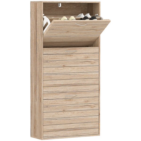 HOMCOM Slim Shoe Storage Cabinet with 3 Flip Drawers for 12 Pair of Shoes - Image 2