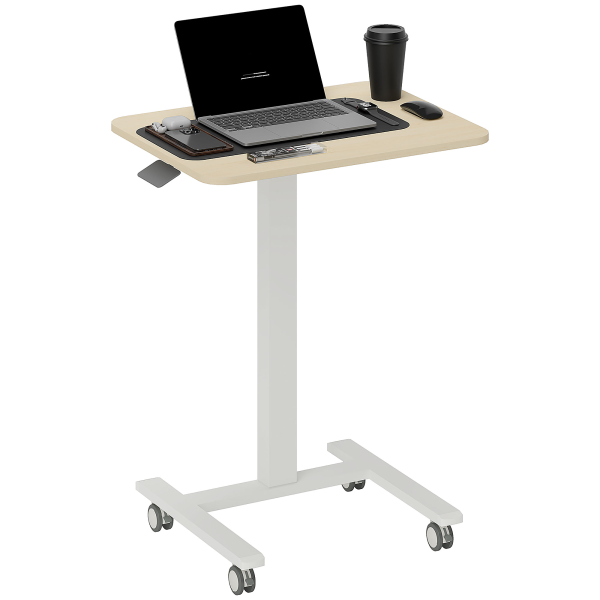 Vinsetto Standing Desk Sit Stand Desk with 4 Rolling Wheels, Natural - Image 2