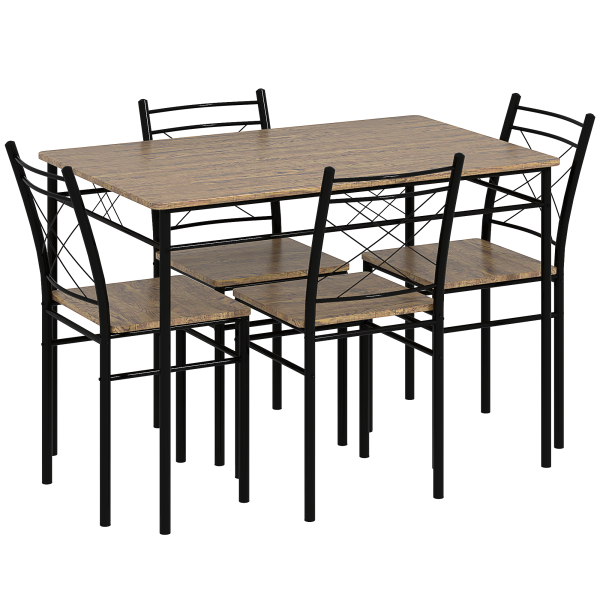 HOMCOM 5 Piece Dining Table and Chairs Set, Space Saving, Oak - Image 2