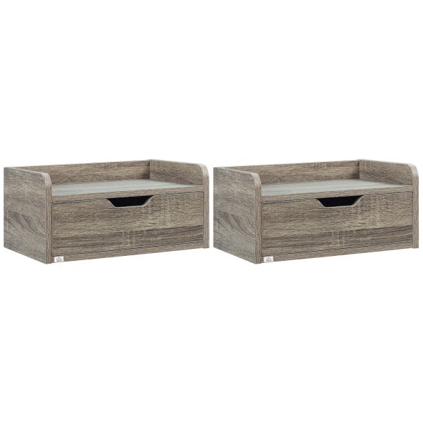 HOMCOM Floating Nightstand Set of 2, Nightstand with Drawer