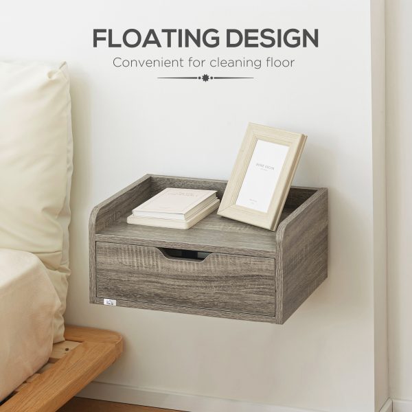 HOMCOM Floating Nightstand Set of 2, Nightstand with Drawer - Image 5