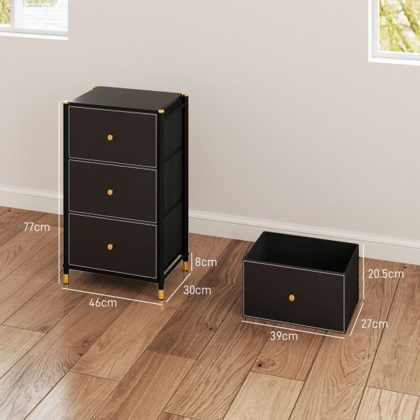 HOMCOM Chest of Drawers with 3 Drawers for Bedroom, Living Room, Black - Image 5