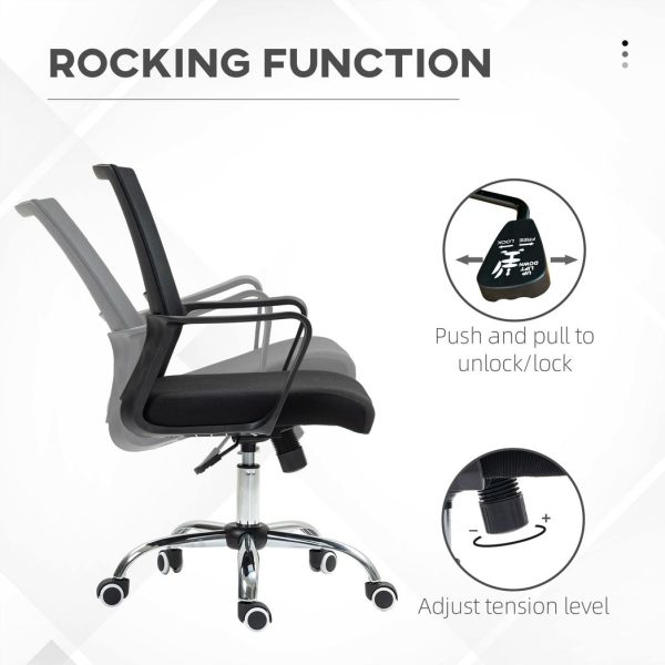Vinsetto Mesh Office Chair Desk Chair w/ Swivel Seat Adjustable Height Black - Image 4