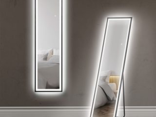 HOMCOM 150 x 40cm Full Length Mirror w/ Adjustable Lights Metal Frame Black
