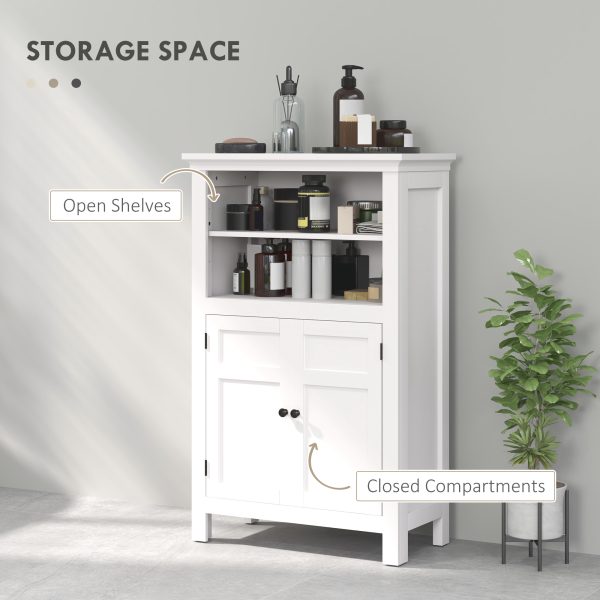 HOMCOM Modern Bathroom Storage Cabinet with Open Shelves, White - Image 3