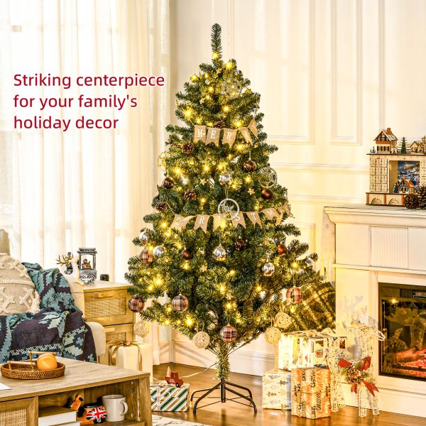 HOMCOM 6ft Artificial Christmas Tree with LED Lights, Decoration, Auto Open - Image 3