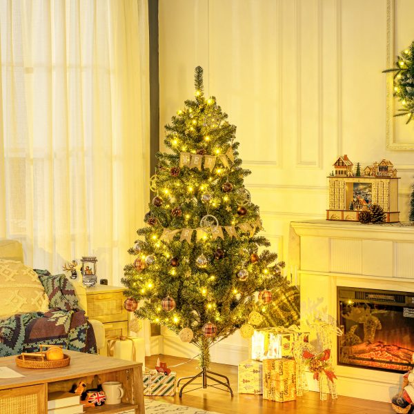 HOMCOM 6ft Artificial Christmas Tree with LED Lights, Decoration, Auto Open - Image 2