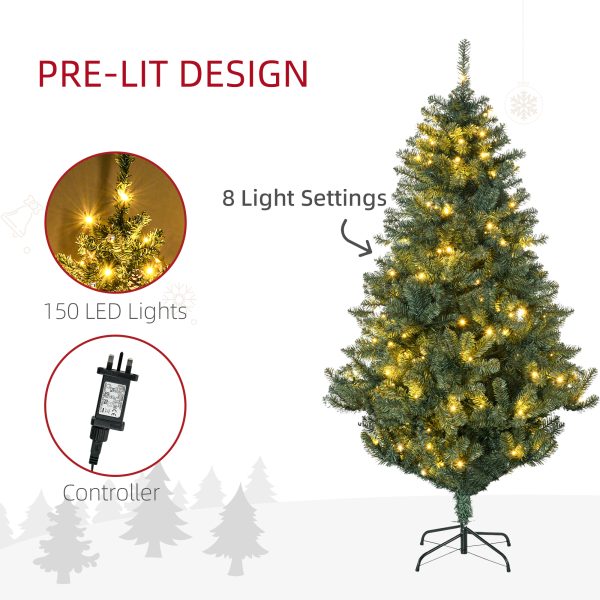 HOMCOM 6ft Artificial Christmas Tree with LED Lights, Decoration, Auto Open - Image 4