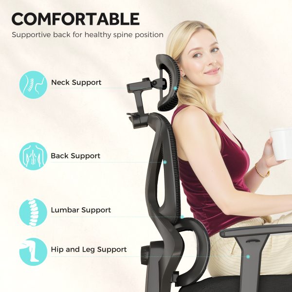 HOMCOM Ergonomic Office Chair, Recliner Computer Chair with Footrest, Black - Image 3