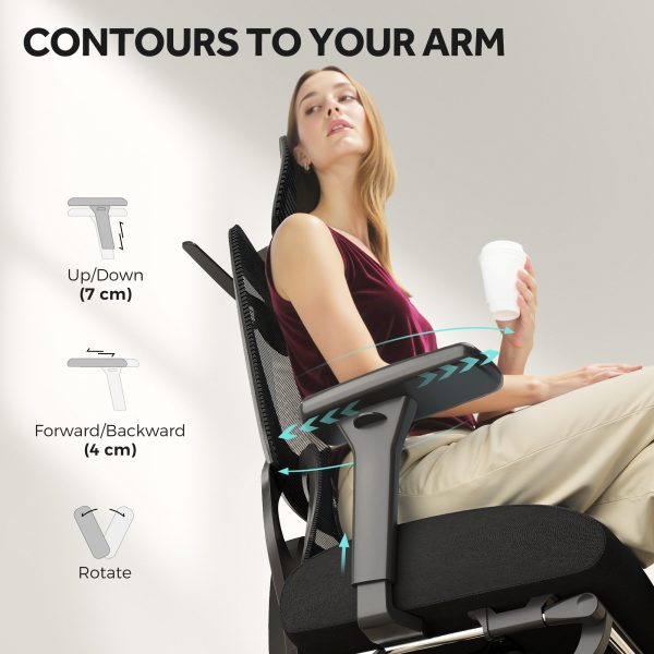 HOMCOM Ergonomic Office Chair, Recliner Computer Chair with Footrest, Black - Image 7