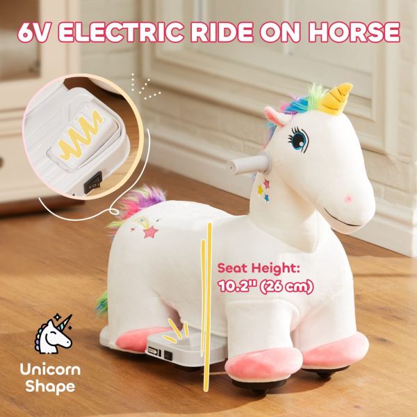AIYAPLAY 6V Electric Ride on Unicorn with Music Forward - Image 3