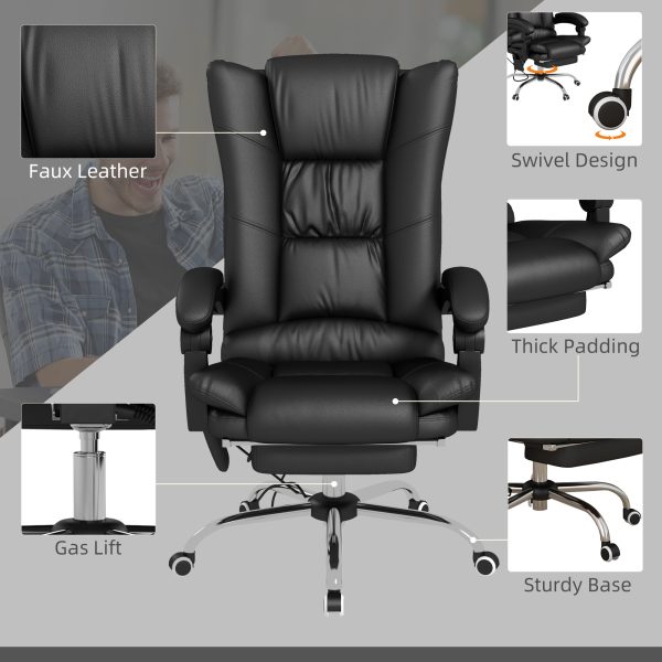Vinsetto PU Leather Vibration Massage Office Chair with Heat, Black - Image 7