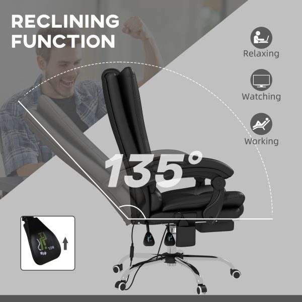 Vinsetto PU Leather Vibration Massage Office Chair with Heat, Black - Image 6