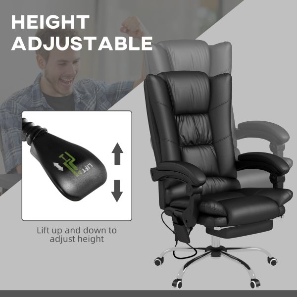Vinsetto PU Leather Vibration Massage Office Chair with Heat, Black - Image 4