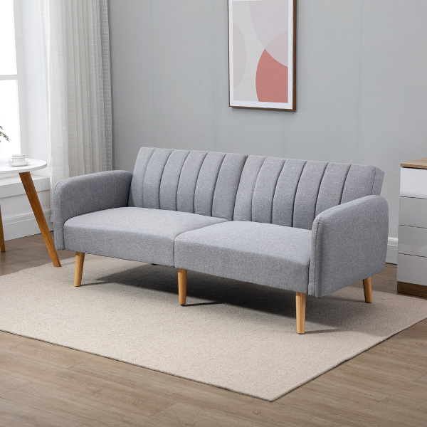 HOMCOM 2 Seater Sofa Bed w/ Adjustable Backrest for Living Room, Guest Room - Image 3