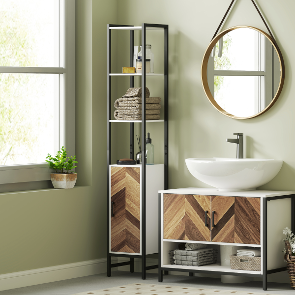 HOMCOM Tall Bathroom Storage Cabinet with 3 Shelves, 30 x 30 x 170 cm, White - Image 3
